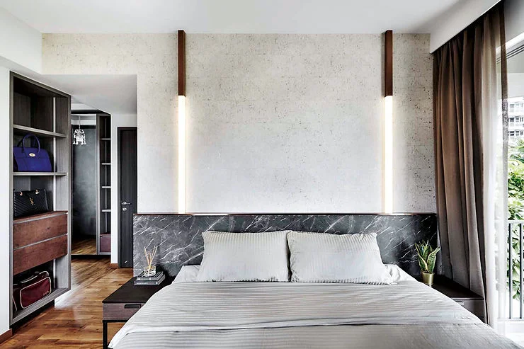 Headboard marmer minimalis